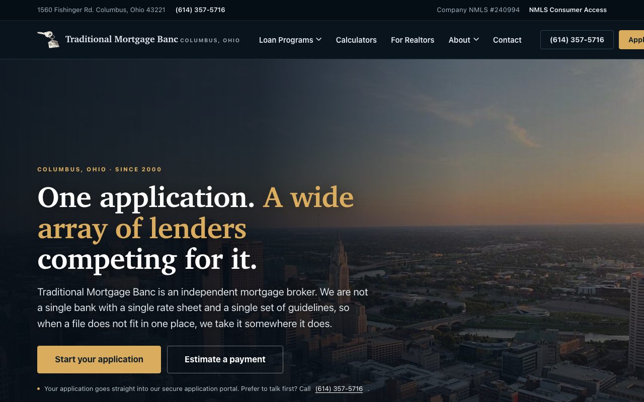 New Traditional Mortgage Banc homepage